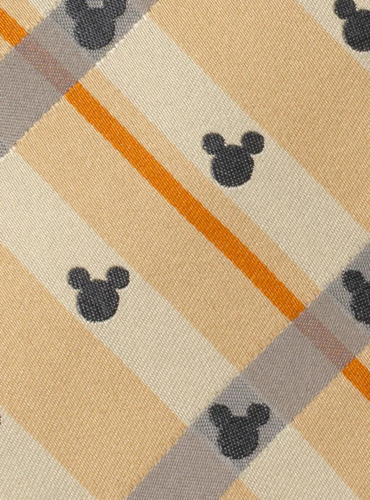 Disney Mickey Mouse Silhouette Tan Plaid Tie