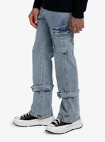 Blue Cargo Strap Denim Pants