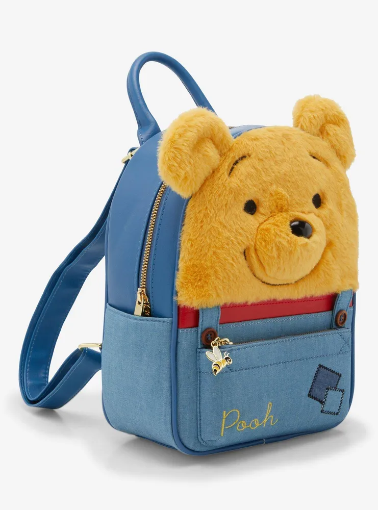 Disney Winnie The Pooh Plush Face Overalls Mini Backpack