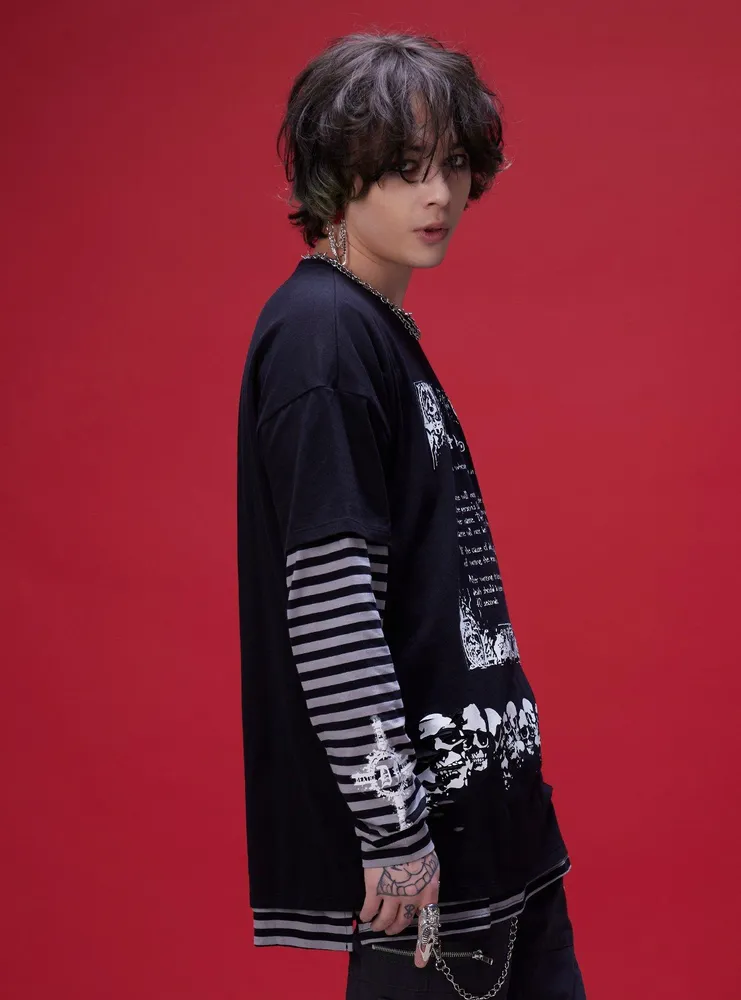 Death Note Rules Stripe Twofer Long-Sleeve T-Shirt