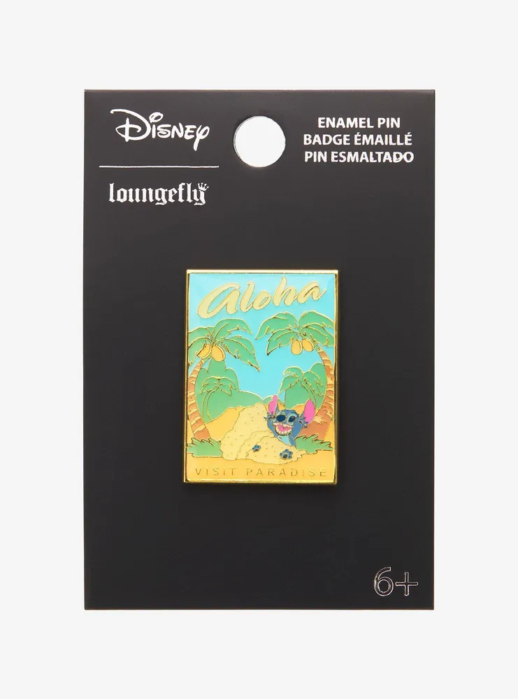 Loungefly Disney Lilo & Stitch Visit Paradise Poster Enamel Pin - BoxLunch Exclusive