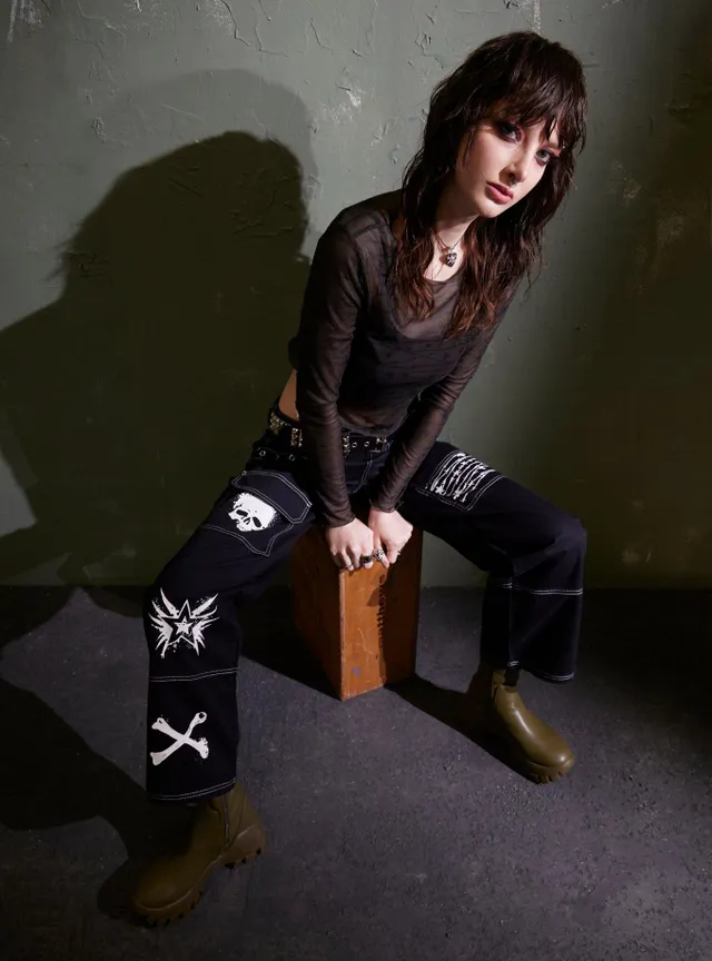 Hot Topic Black Punk Icons Wide Leg Pants