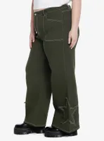 Green Star Patch Straight Leg Pants Plus