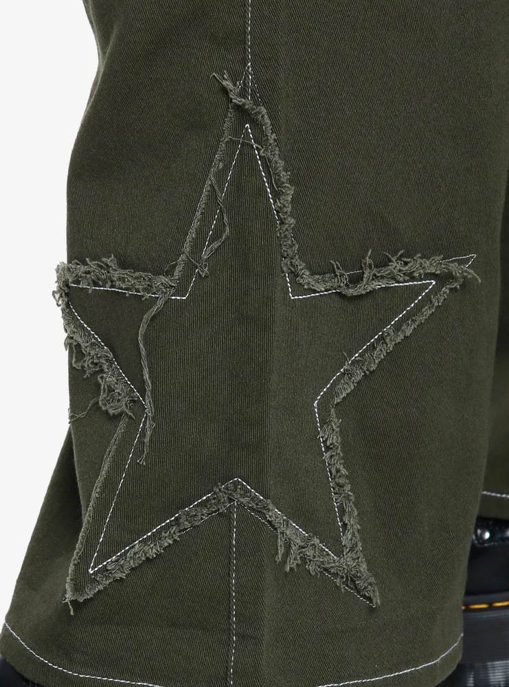 Green Star Patch Straight Leg Pants Plus