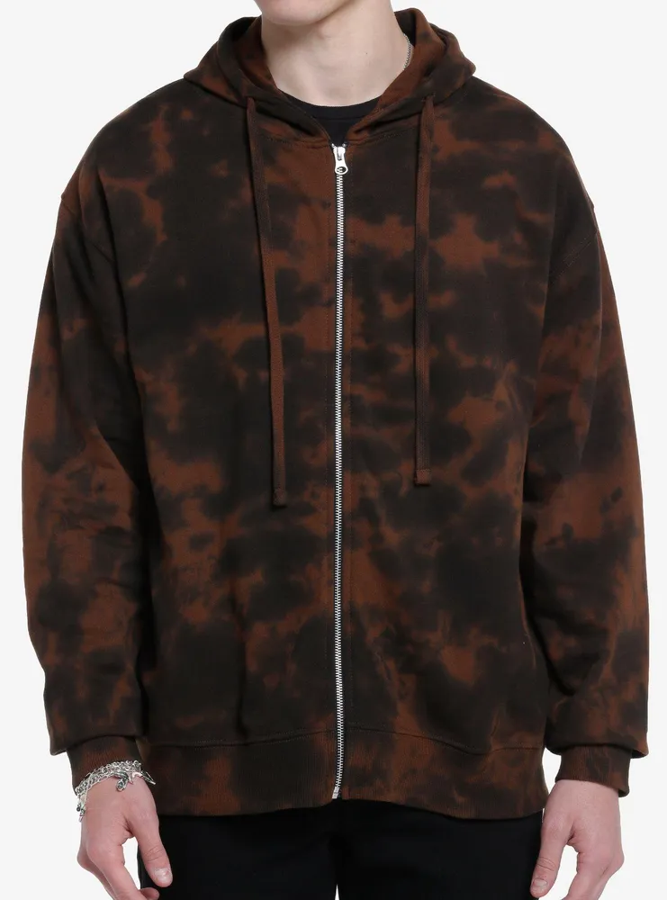 Skeleton Wings Brown Tie-Dye Hoodie