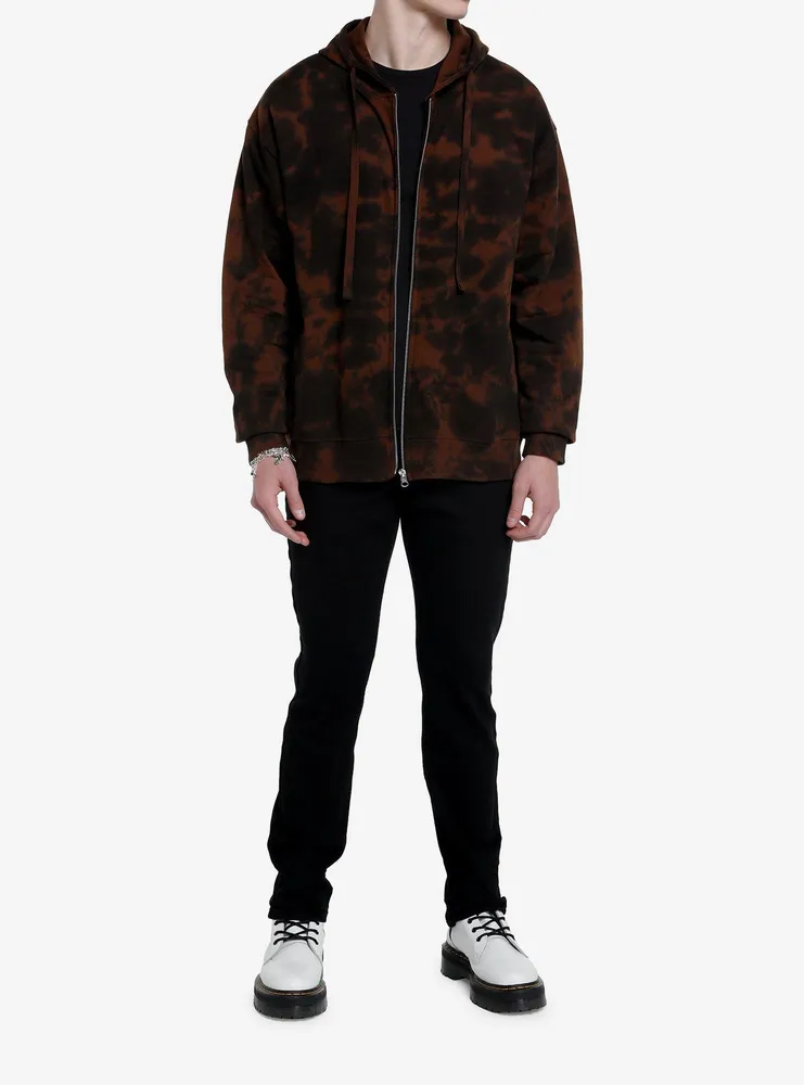 Skeleton Wings Brown Tie-Dye Hoodie