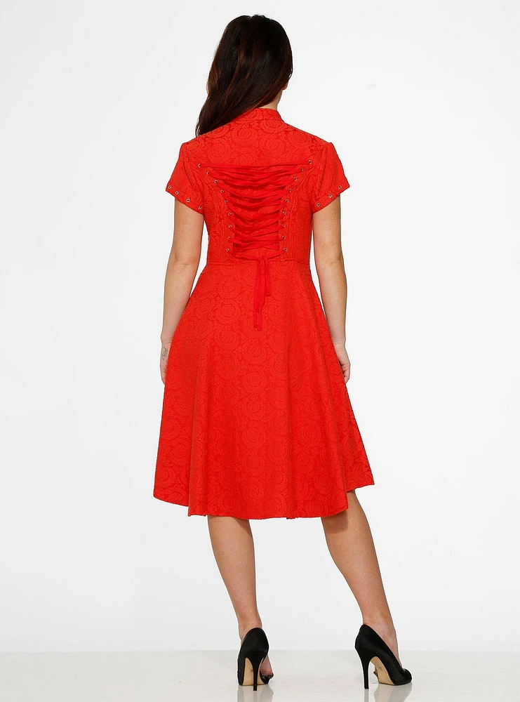 Red Jacquard HiLo Dress