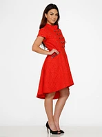 Red Jacquard HiLo Dress