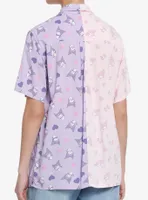 My Melody & Kuromi Split Girls Oversized Woven Button-Up