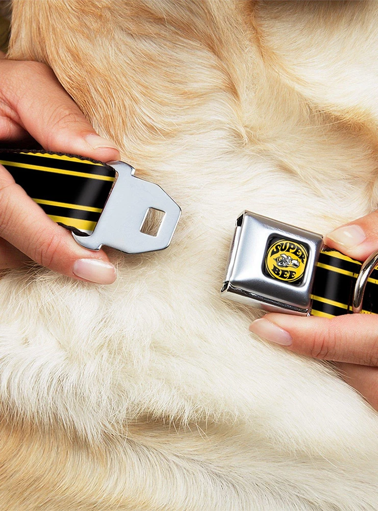 Super Bee Logo Stripes Seatbelt Buckle Dog Collar