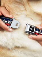 Mustang Text Tri Bar Stripe Seatbelt Buckle Dog Collar