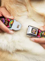 Six Sugar Skulls Seatbelt Buckle Dog Collar