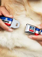 Mopar Logo Stripe Blue White Red Seatbelt Buckle Dog Collar