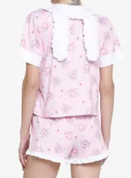 Kawaii Sakura Bunny Ears Girls Button-Up Lounge Top