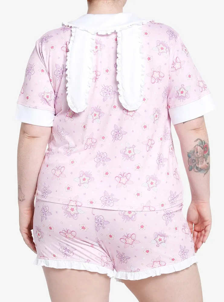 Kawaii Sakura Bunny Ears Girls Button-Up Lounge Top Plus