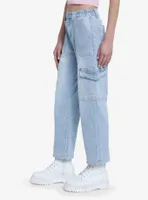 Social Collision Light Wash Denim Cargo Pants