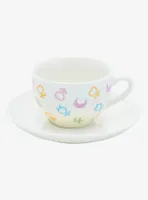 Sailor Moon Symbols Allover Print Iridescent Teacup with Saucer