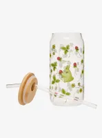 Studio Ghibli My Neighbor Totoro Floral Totoro Allover Print Glass with Straw - BoxLunch Exclusive