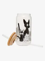 Studio Ghibli Kiki's Delivery Service Jiji & Lily Kittens Glass Cup with Lid & Straw - BoxLunch Exclusive