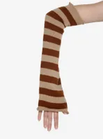 Brown Stripe Flared Arm Warmers