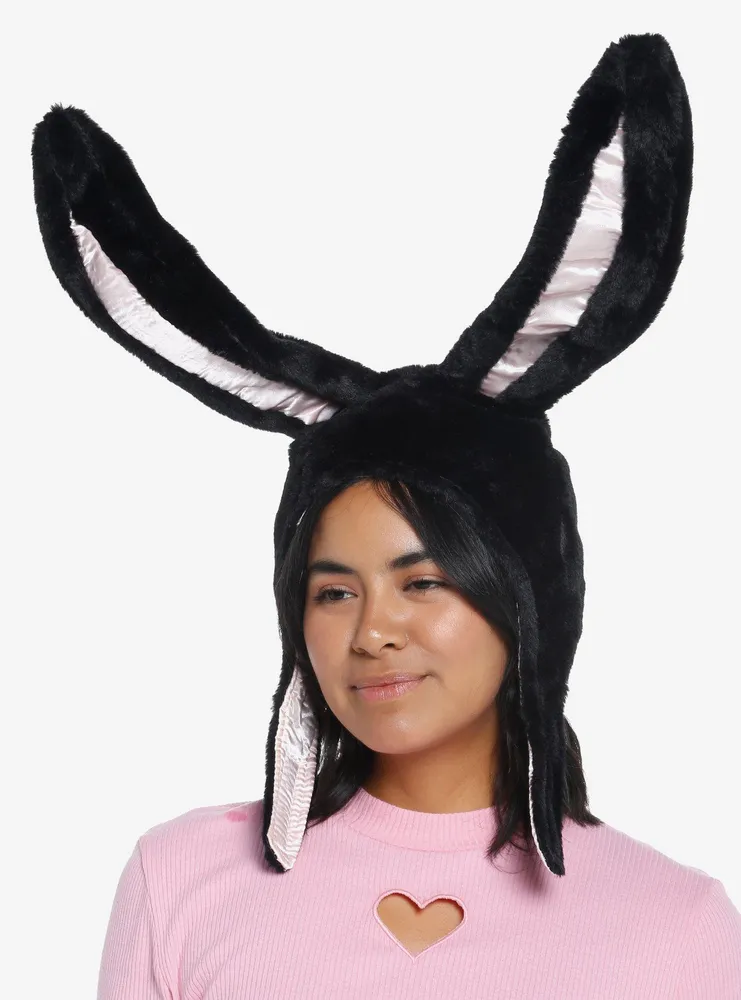 Black Bunny Ears Fuzzy Hood