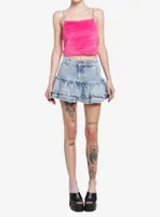 Sweet Society Hot Pink Fuzzy Chain Girls Crop Cami