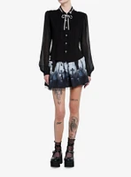 Thorn & Fable Dark Fairy Tale Mesh Girls Long-Sleeve Woven Button-Up