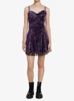 Cosmic Aura Purple Velvet Slip Dress