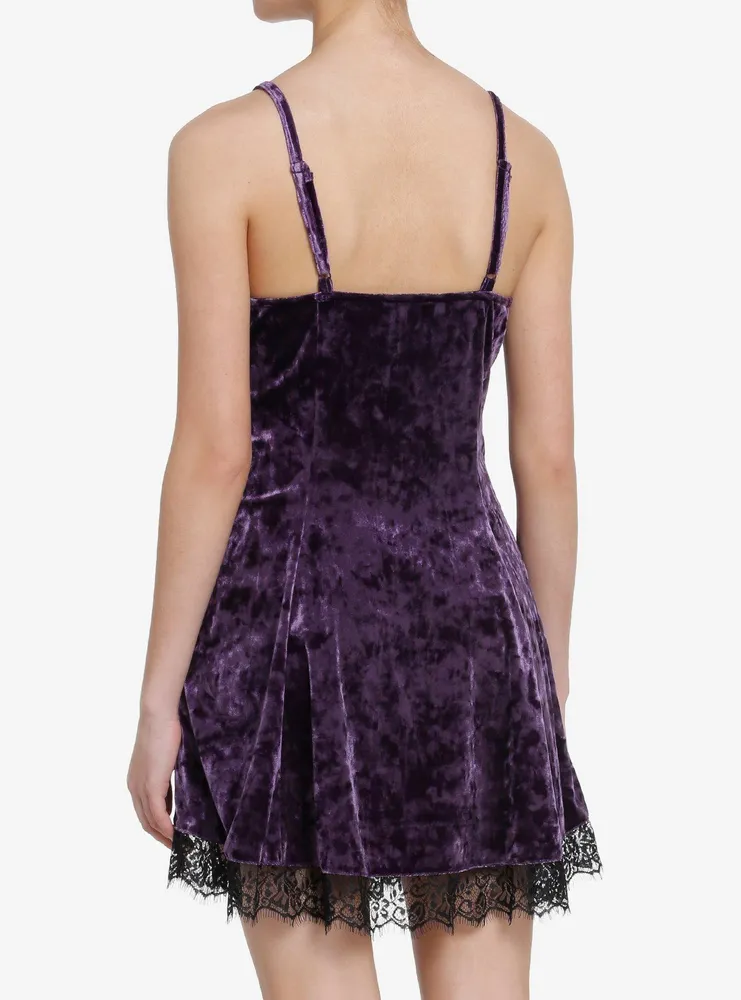 Cosmic Aura Purple Velvet Slip Dress