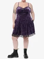 Cosmic Aura Purple Velvet Slip Dress Plus