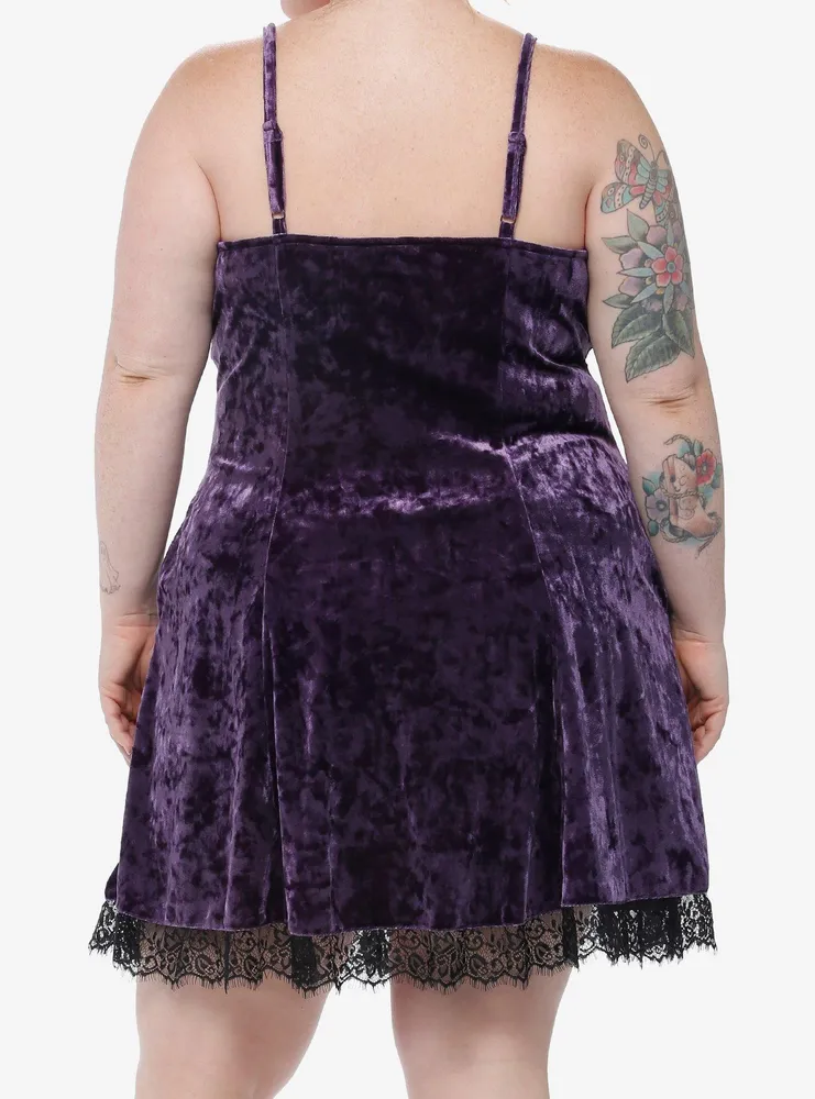 Cosmic Aura Purple Velvet Slip Dress Plus