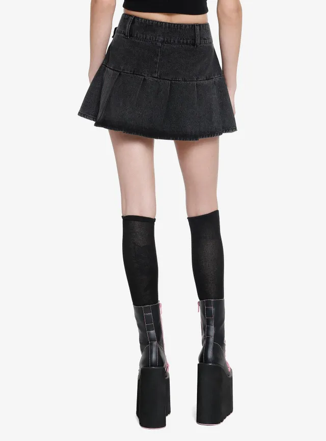 Hot Topic Social Collision Black Buckle Lace-Up Flare Pants