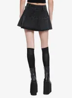 Social Collision Black Lace-Up Pleated Denim Skirt