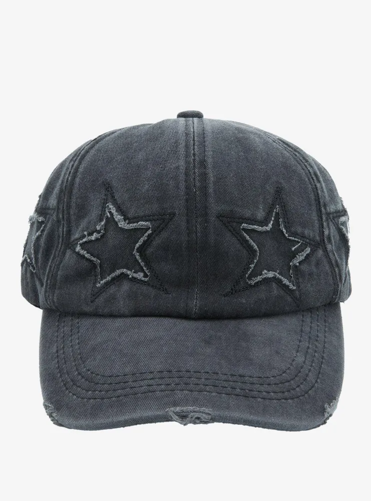 Grey Distressed Star Dad Cap