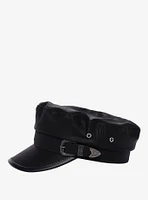 Black Western Buckle Cabbie Hat