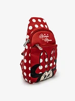 Disney Minnie Mouse Face Close Up with Polka Dots Crossbody Bag