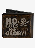 Western No Guts No Glory Skull and Crossbones Bifold Wallet