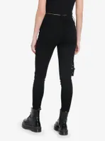 Black Zipper Grommet Super Skinny Jeans