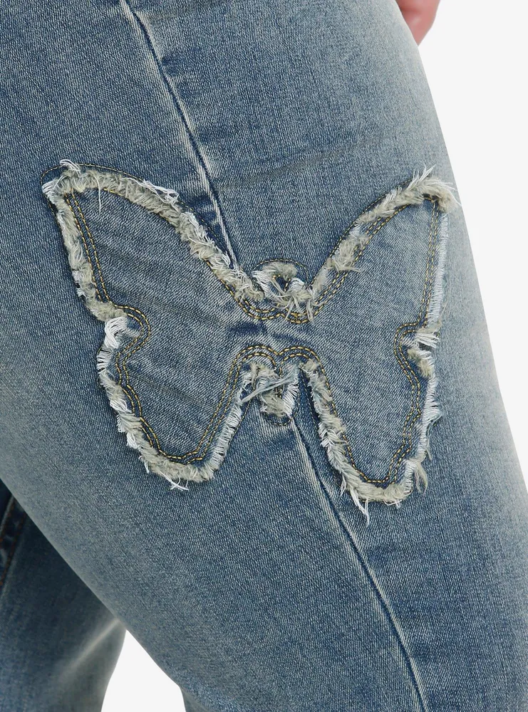 Butterfly Patch Flare Denim Pants Plus