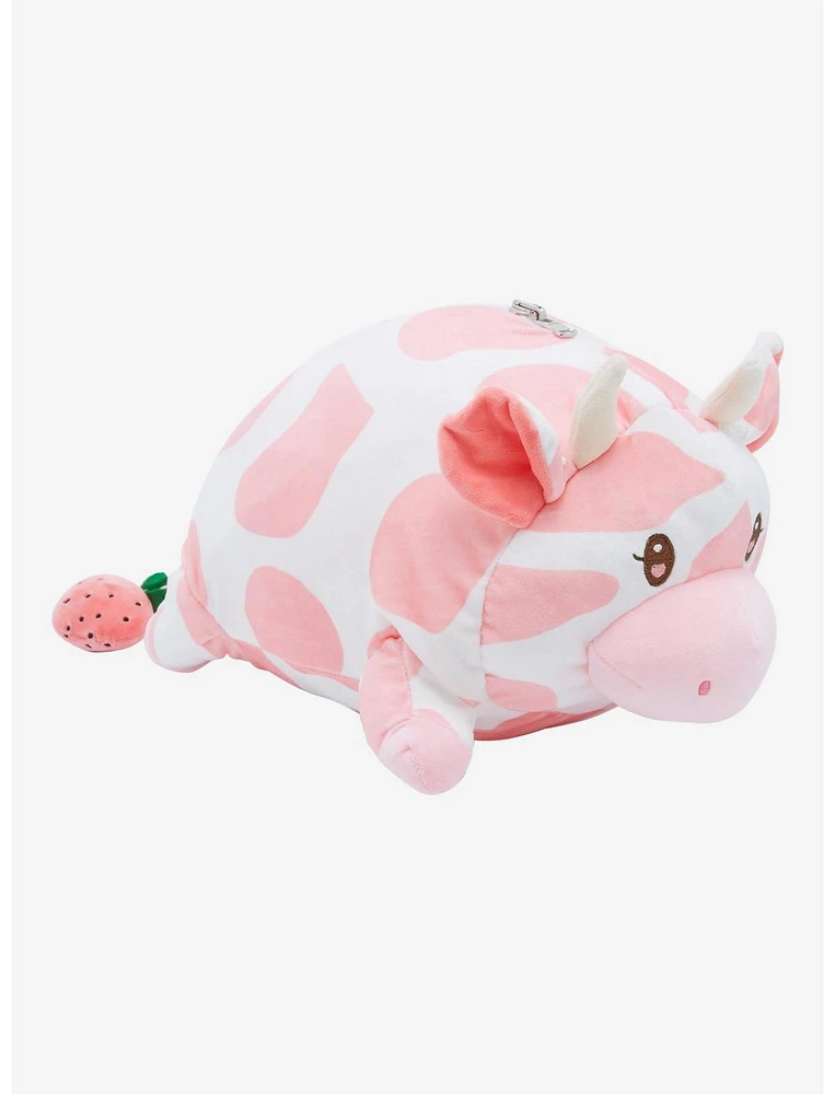 Plushible Snugible Strawberry Cow Reversible Pillow Plush Hoodie
