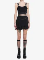 Social Collision Black Fishnet Layered Girls Tank Top