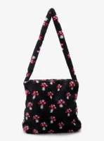 Black Mushroom Fuzzy Tote Bag