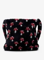 Black Mushroom Fuzzy Tote Bag