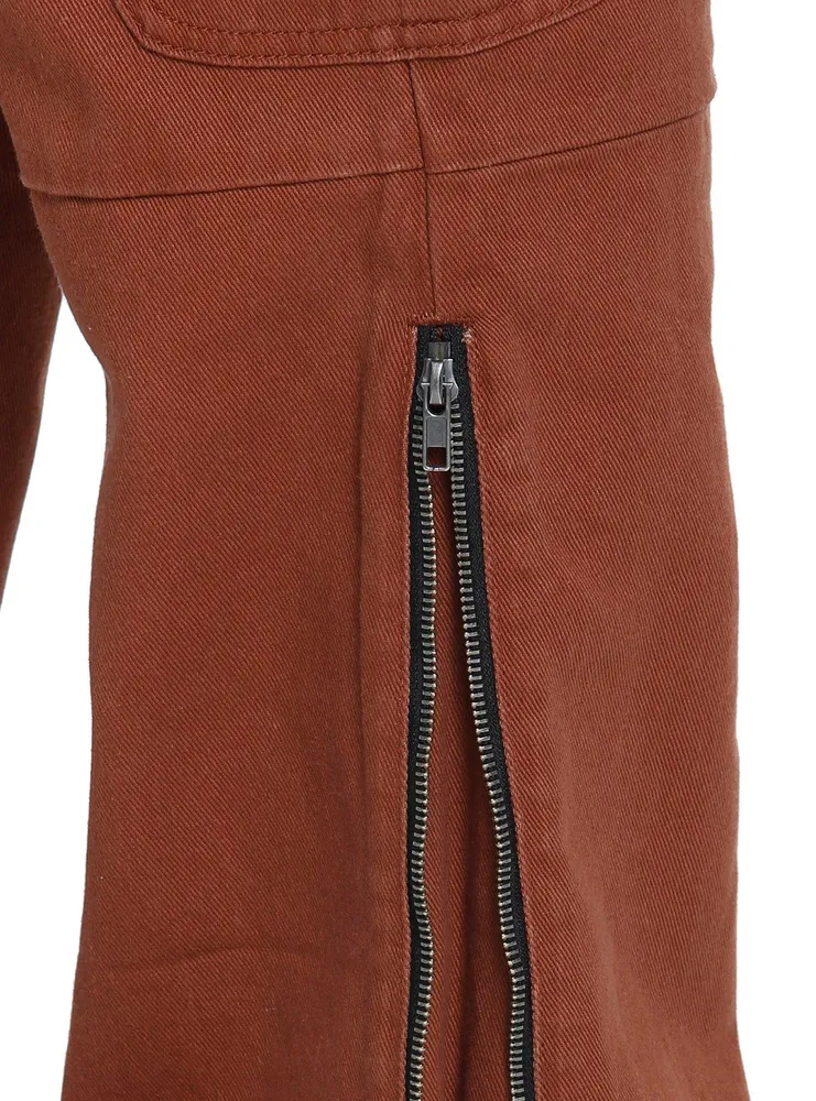 Brown Ankle Zipper Carpenter Pants