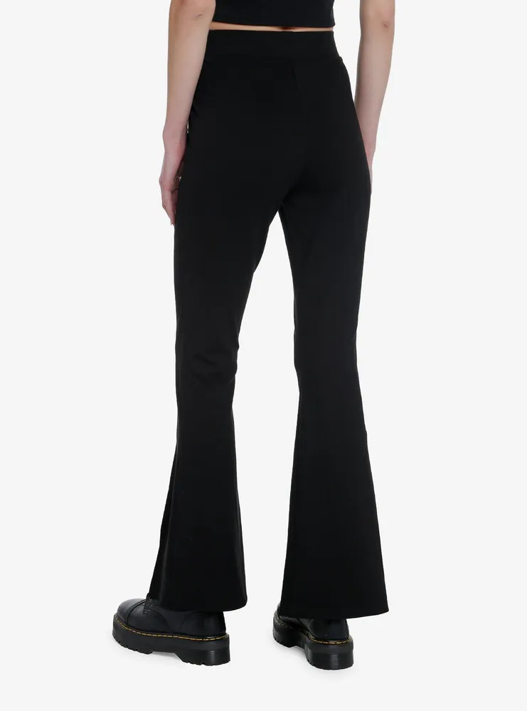 Social Collision Black Front Slit Flare Pants