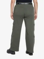 Social Collision Olive Cargo Pants With Belt Plus