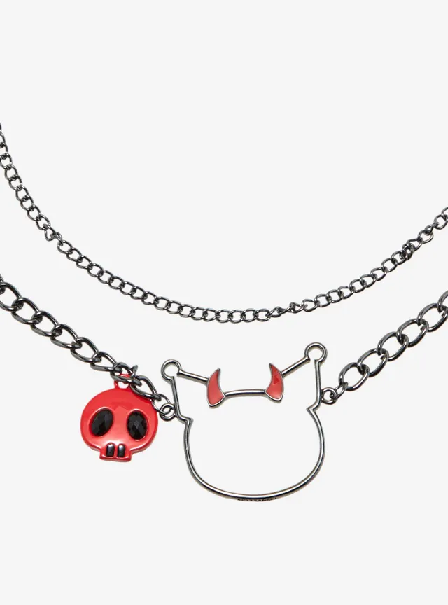 Kuromi Skull Barbed Wire Necklace Set