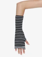 Black & Grey Stripe Rolled Arm Warmers