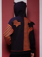 Skelanimals Diego Black & Orange Split Stripe Girls Oversized Hoodie