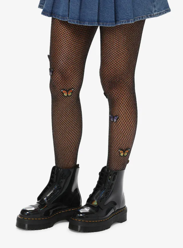 Hot Topic Butterfly Applique Fishnet Tights